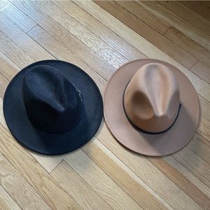 Set of black and tan women’s hats